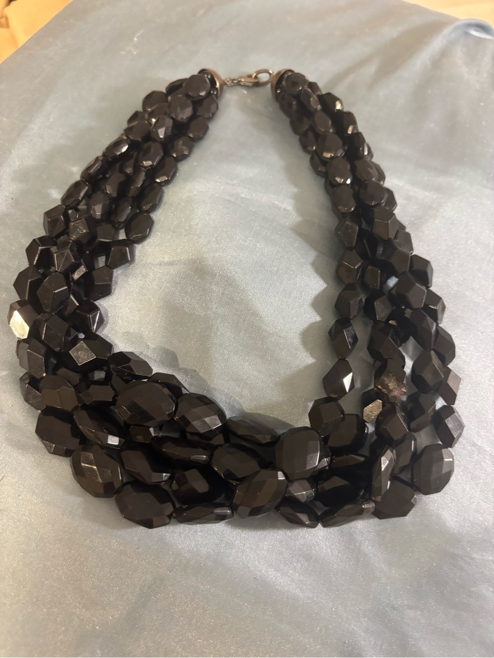 LOFT Multi-Strand Faceted Black Bead Necklace